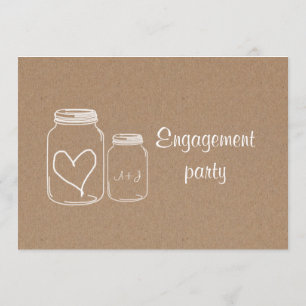 Invitation Russe Kraft Paper Masonjar Heart Engagement Party