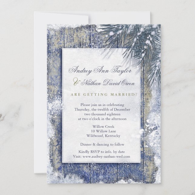 Invitation Russe Mariage de bois d'araignée d'hiver (Devant)