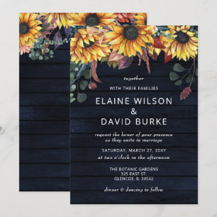 Invitation Russe Marine Grange Bois Pays Fleurs de soleil Mar
