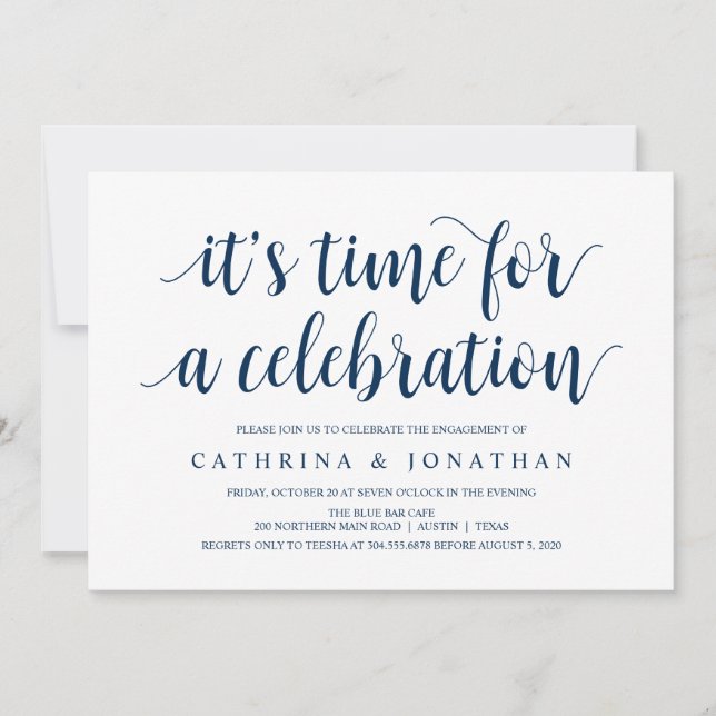 Invitation Russe moderne, scénario Navy Blue, Parti de l'enga (Devant)