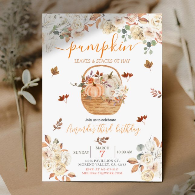 Invitation Russe Orange Blanc Citrouille troisième anniversai (Créateur téléchargé)