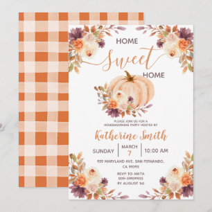 Invitation Russe Orange Citrouille Floral House Party