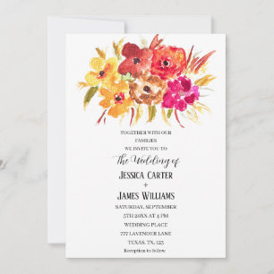Invitation Russe Orange Fall Boho Bohemian Floral Mariage