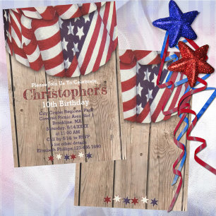 Invitation Russe Patriotique Rouge Bleu Bleu Anniversaire