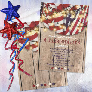 Invitation Russe Patriotique Rouge Bleu Bleu Anniversaire