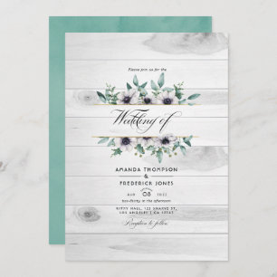 Invitation Russe Pays Eucalyptus Anemone QR Code Mariage