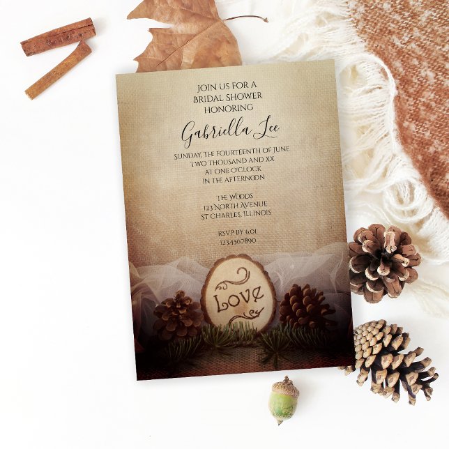 Invitation Russe Pines Naturelle Fête des mariées Woods (Créateur téléchargé)