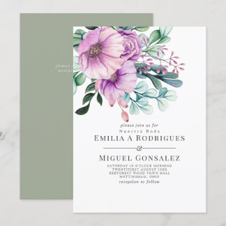 Invitation Russe pourpre Bloom Nuestra Boda Mariage espagnol