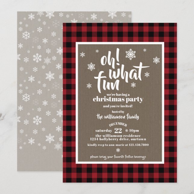 Invitation Russe Red Buffalo a fait la fête de Noël (Devant / Derrière)
