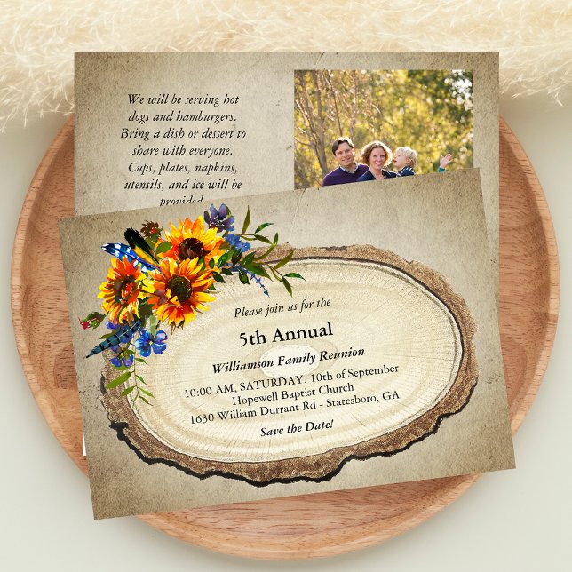 Invitation Russe Retrouvailles familiales Photo Tournesol tra (Créateur téléchargé)