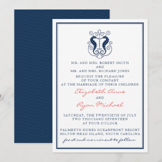 Invitation Russe Seahorse - Marine et Coral