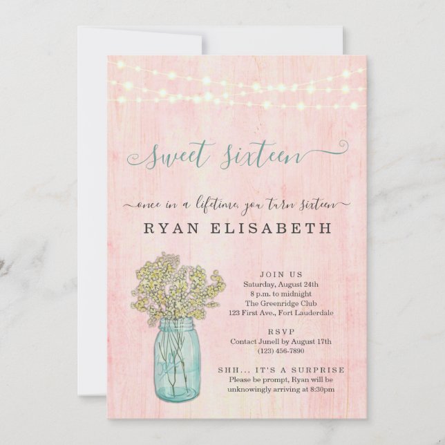 Invitation Russe Shabby Chic Surprise Parti Sweet sixteen Dan (Devant)