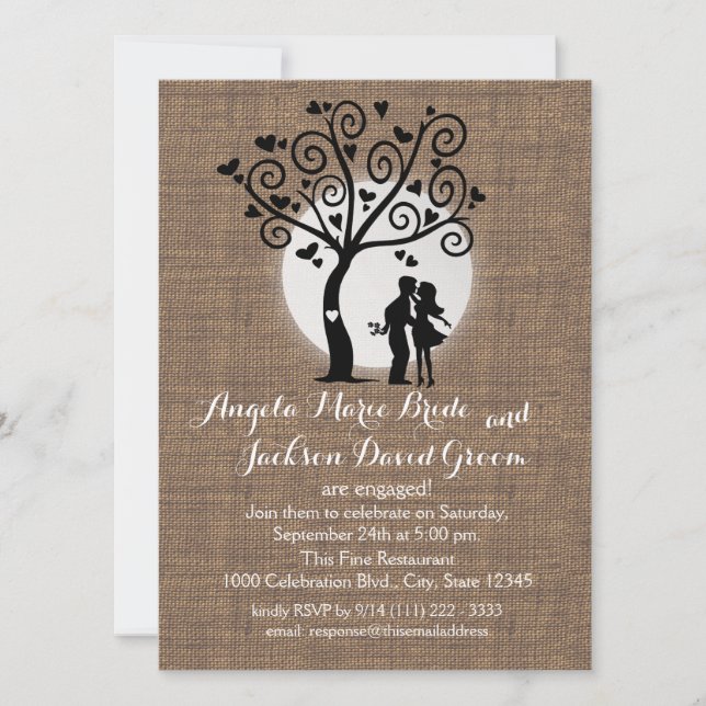 Invitation Russe Silhouette Couple Engagement Party (Devant)