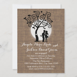 Invitation Russe Silhouette Couple Engagement Party