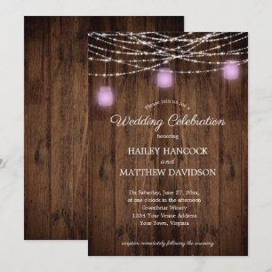 Invitation Russe String éclat Violet Mason Jars Mariage Inv