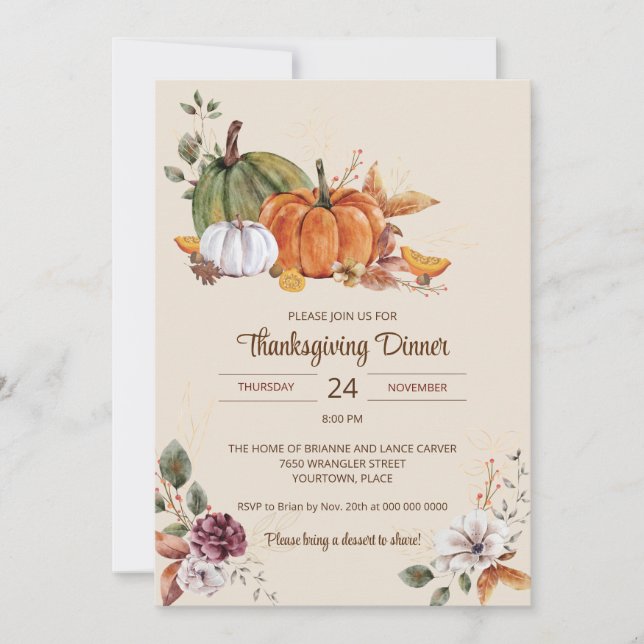 Invitation Russe Thanksgiving Friendsgiving fête d'automne (Devant)