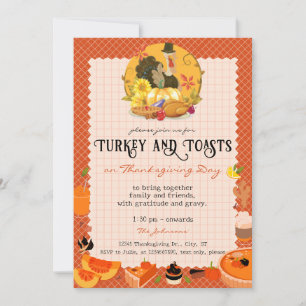 Invitation Russe Thanksgiving Turquie & Toasts Friendsgiving