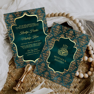 Invitation Russe Turquoise or Damask Mariage musulman