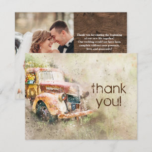Invitation Russe Vintage Mariage de camion Merci photo