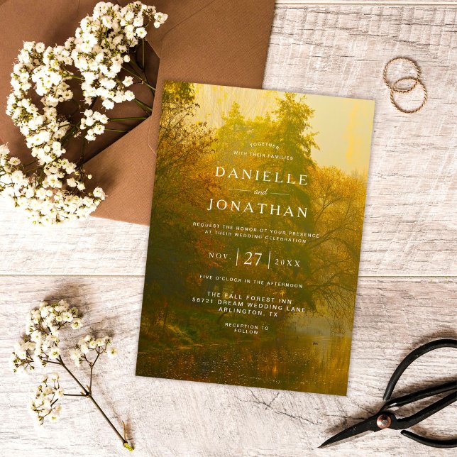 Invitation Russe Vintage Mariage forestier d'automne (Créateur téléchargé)
