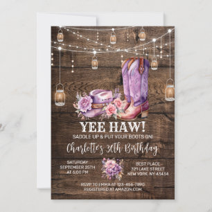 Invitation Russe Western Cowgirl fête d'anniversaire
