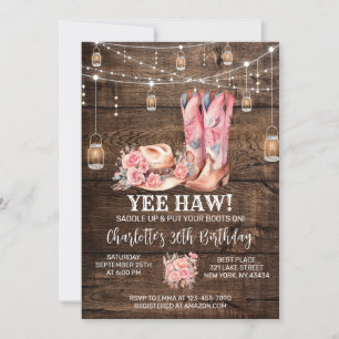 Invitation Russe Western Cowgirl fête d'anniversaire