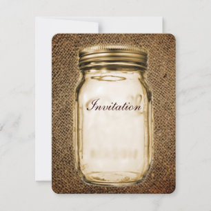 Invitation Russe western pays mason jar burlap mariage