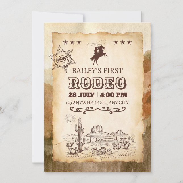 Invitation Russe Western Rodeo Cowboy Premier Rodéo Anniversa (Devant)