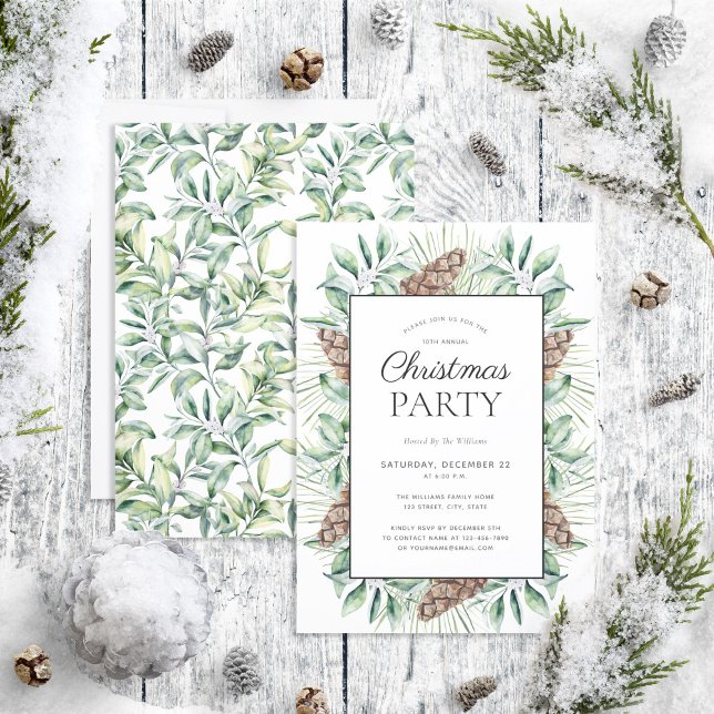 Invitation Russe Winter Fir Cone Fête (Créateur téléchargé)