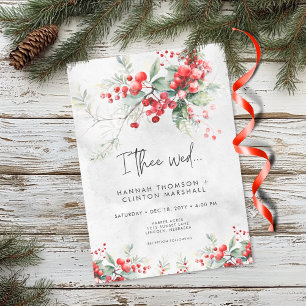 Invitation Russe Winter Holly & Pine Mariage à deux côtés