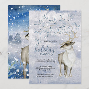 Invitation Russe Winter Woodland Deer Fête des Cerfs