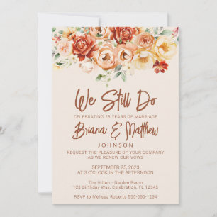 Invitation Rust Beige Floral Mariage Vow Renouvellement