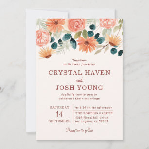Invitation Rust Fall Floral Field Flowers Automne Mariage