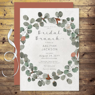 Invitation Rust & Green Eucalyptus Moderne Brunch nuptial