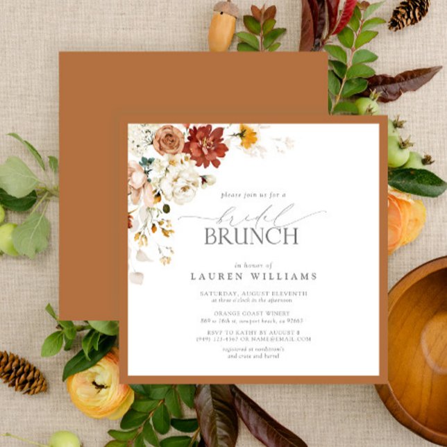 Invitation Rust Orange Aquarelle Botanique Bridal Brunch (Créateur téléchargé)