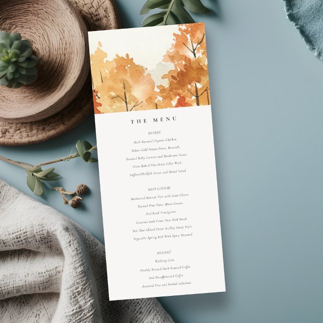 Invitation Rust Orange Yellow Fall Trees Mariage Menu Card (Créateur téléchargé)
