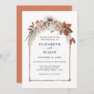 Invitation Rust Terracotta Fall Floral Arch Mariage