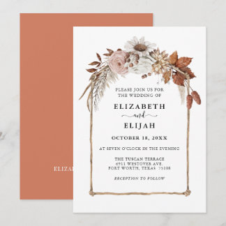 Invitation Rust Terracotta Fall Floral Arch Mariage