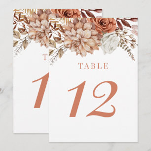 Invitation Rust Terracotta Fall Floral Mariage Numéro de tabl