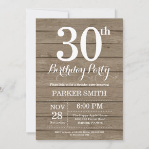 Invitation Rustic 30th Birthday Invite
