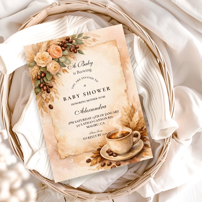 Invitation Rustic A Baby Is Brewing Coffee Baby Shower (Créateur téléchargé)