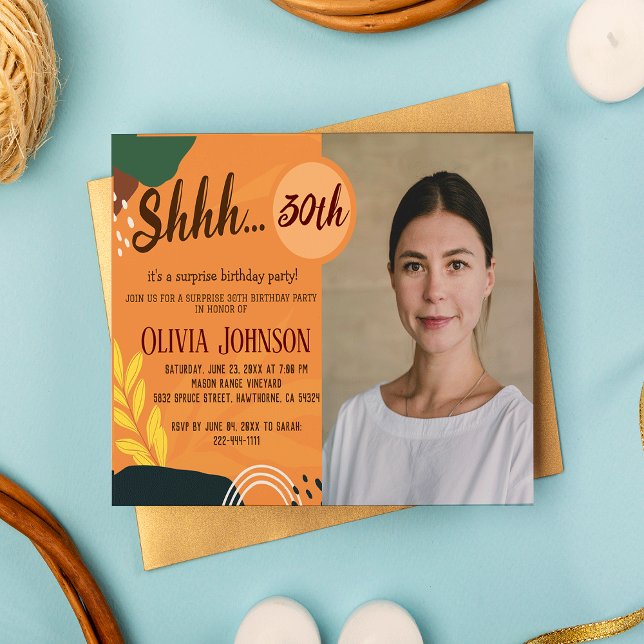 Invitation Rustic Adult Surprise 30e Anniversaire Photo (Créateur téléchargé)