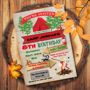 Invitation Rustic Adventure Camping Anniversaire Fête Invitat