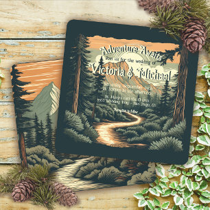 Invitation Rustic Adventure Mountain Mariage