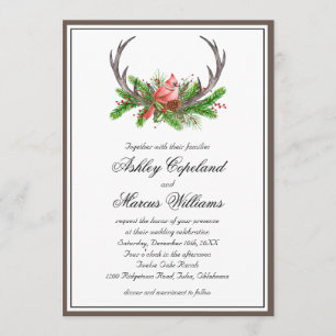 Invitation Rustic Antlers Boho Woodland Mariage d'hiver