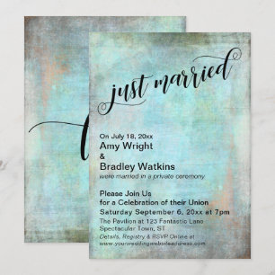 Invitation Rustic Aqua vient de se marier fête post-Mariage