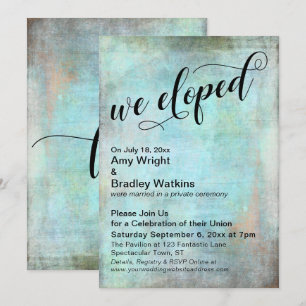 Invitation Rustic Aqua We Eloped Post Mariage Celebration