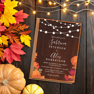 Invitation Rustic Automne Botanique Bouquet Mariage