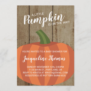 Invitation Rustic Automne Citrouille Baby shower