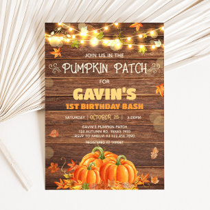 Invitation Rustic Automne Citrouille Patch Anniversaire